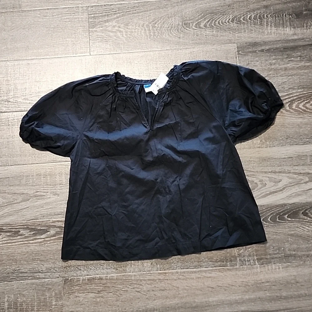 Old Navy puff sleeve Split neck Swing Blouse